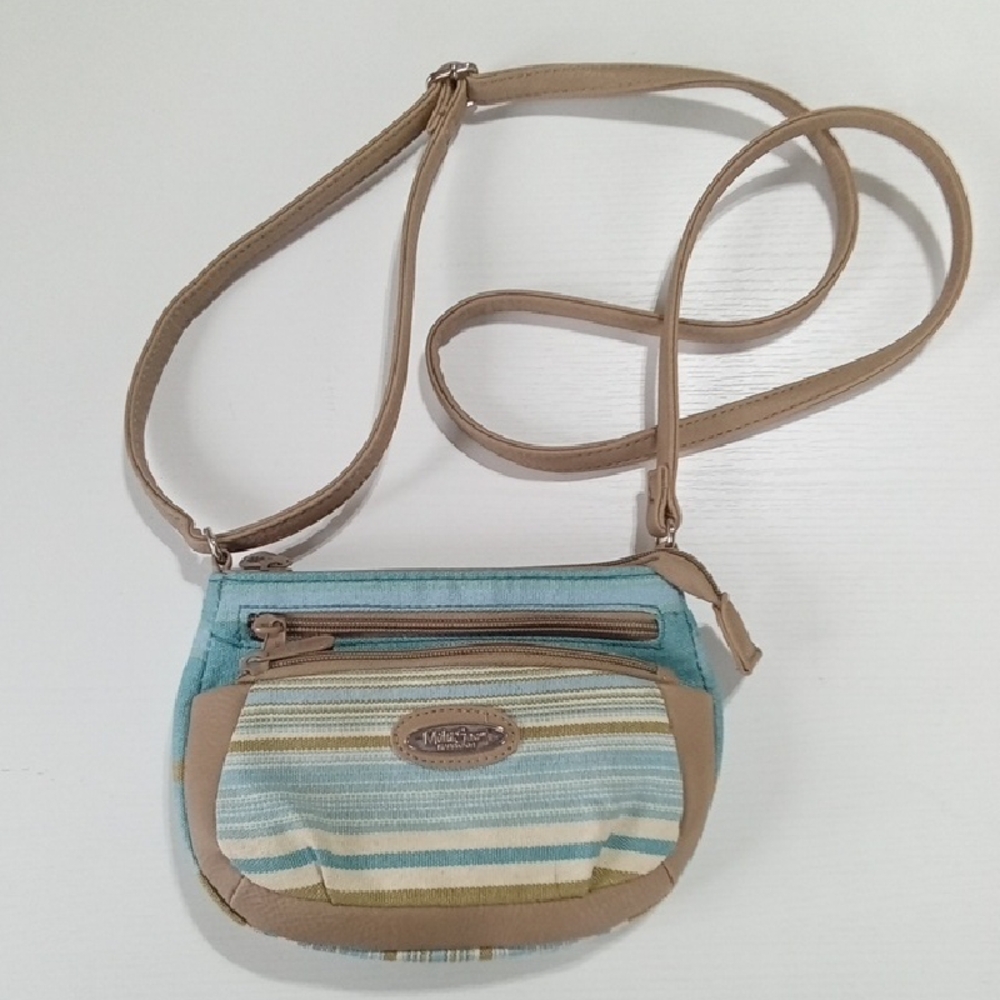 L.L. Bean Women's Crossbody Bag - Aqua and Beige